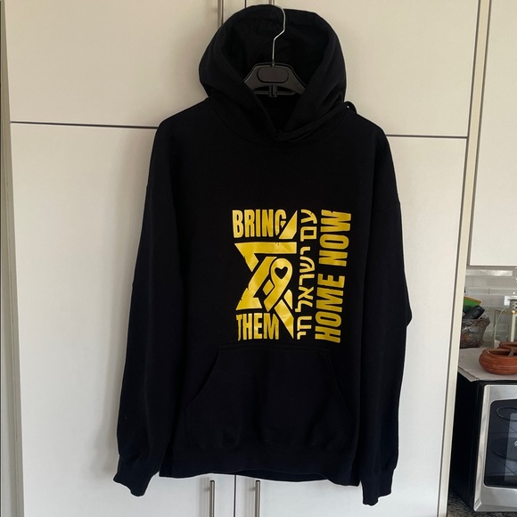 NWOT: BRING THEM HOME NOW Black Hoodie with Yellow Print NEW - Picture 8 of 16